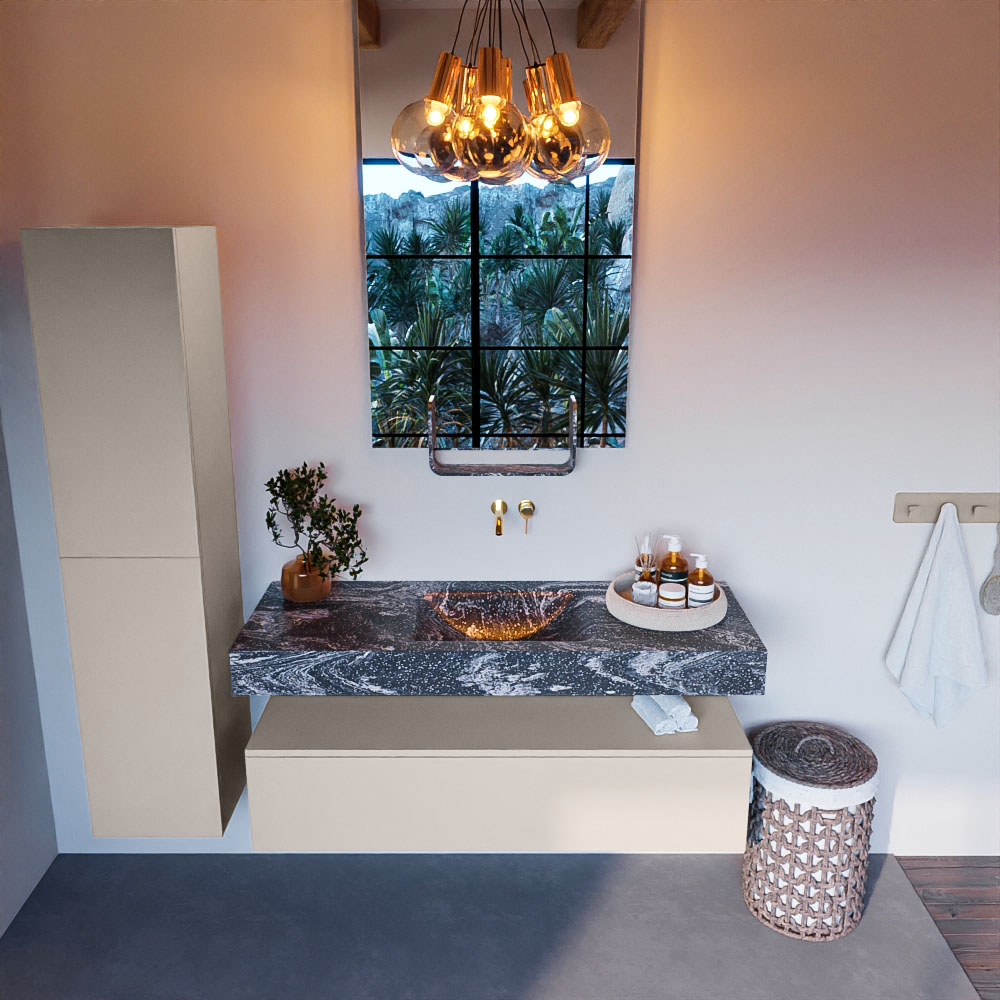 MONDIAZ ALAN-DLUX 130cm mueble de baño Linen 1 cajón. Lavabo CLOUD Centro sin orificios color Lava. 2 MONDIAZ ALAN-DLUX 130cm mueble de baño Linen 1 cajón. Lavabo CLOUD Centro sin orificios color Lava. - Imagen 2