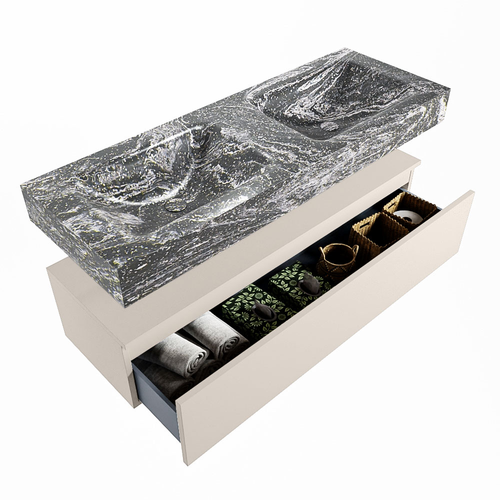 MONDIAZ ALAN-DLUX 130cm mueble de baño Linen 1 cajón. Lavabo CLOUD Doble sin orificios color Lava. 6 MONDIAZ ALAN-DLUX 130cm mueble de baño Linen 1 cajón. Lavabo CLOUD Doble sin orificios color Lava. - Imagen 6