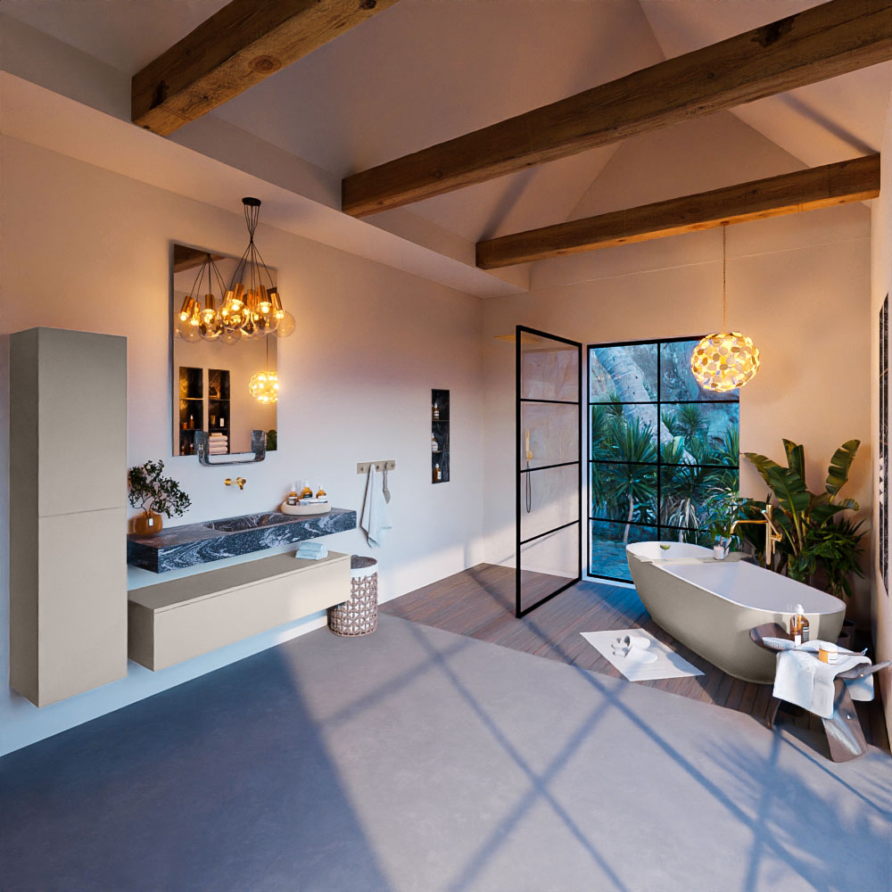 MONDIAZ ALAN-DLUX 130cm mueble de baño Linen 1 cajón. Lavabo CLOUD Centro sin orificios color Lava. 3 MONDIAZ ALAN-DLUX 130cm mueble de baño Linen 1 cajón. Lavabo CLOUD Centro sin orificios color Lava. - Imagen 3