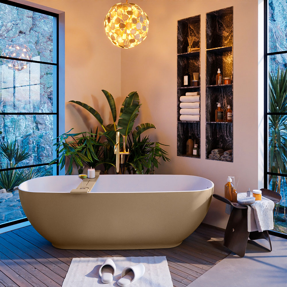 MONDIAZ ALAN-DLUX 130cm mueble de baño Oro 2 cajones. Lavabo CLOUD Doble 2 orificios color Lava. 6 MONDIAZ ALAN-DLUX 130cm mueble de baño Oro 2 cajones. Lavabo CLOUD Doble 2 orificios color Lava. - Imagen 6