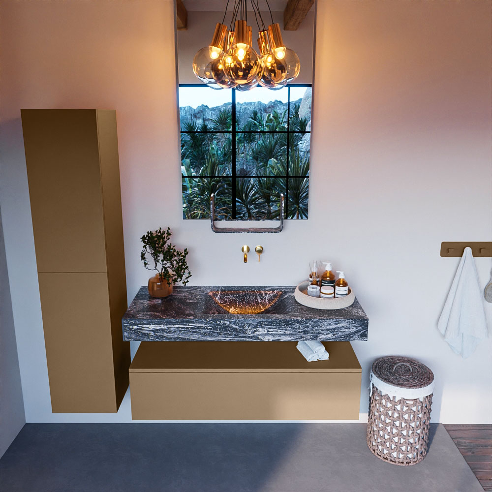 MONDIAZ ALAN-DLUX 120cm mueble de baño Oro 1 cajón. Lavabo CLOUD Centro sin orificios color Lava. 2 MONDIAZ ALAN-DLUX 120cm mueble de baño Oro 1 cajón. Lavabo CLOUD Centro sin orificios color Lava. - Imagen 2