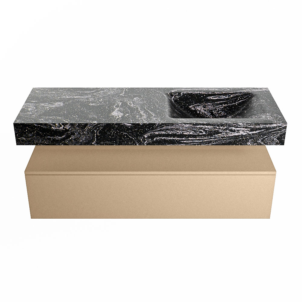 MONDIAZ ALAN-DLUX 130cm mueble de baño Oro 1 cajón. Lavabo CLOUD Derecho 1 orificio color Lava. 4 MONDIAZ ALAN-DLUX 130cm mueble de baño Oro 1 cajón. Lavabo CLOUD Derecho 1 orificio color Lava. - Imagen 4