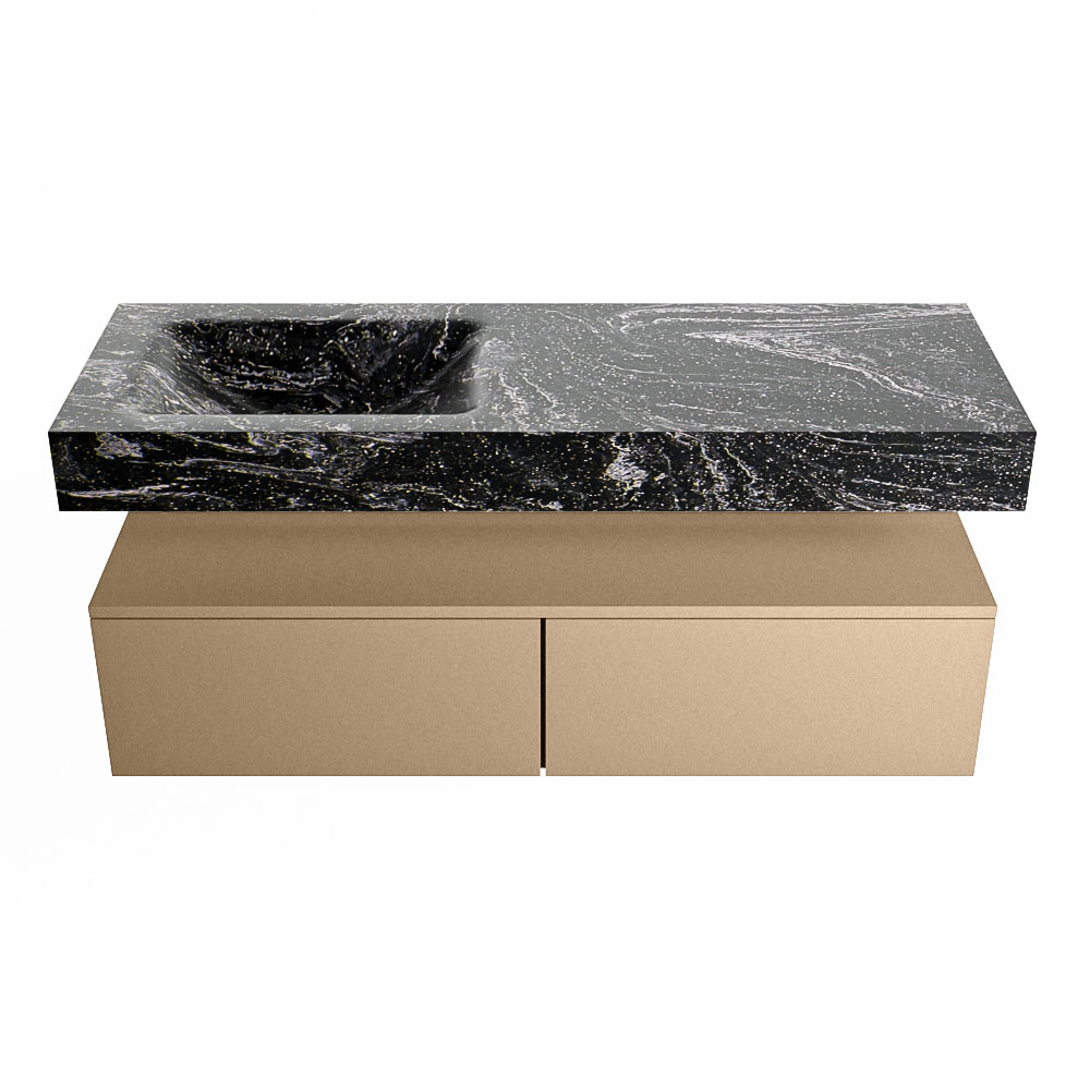 MONDIAZ ALAN-DLUX 130cm mueble de baño Oro 2 cajones. Lavabo CLOUD Izquierda 1 orificio color Lava. 4 MONDIAZ ALAN-DLUX 130cm mueble de baño Oro 2 cajones. Lavabo CLOUD Izquierda 1 orificio color Lava. - Imagen 4