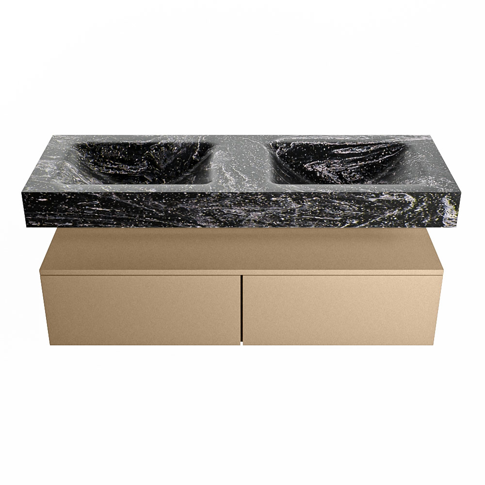 MONDIAZ ALAN-DLUX 130cm mueble de baño Oro 2 cajones. Lavabo CLOUD Doble 2 orificios color Lava. 4 MONDIAZ ALAN-DLUX 130cm mueble de baño Oro 2 cajones. Lavabo CLOUD Doble 2 orificios color Lava. - Imagen 4