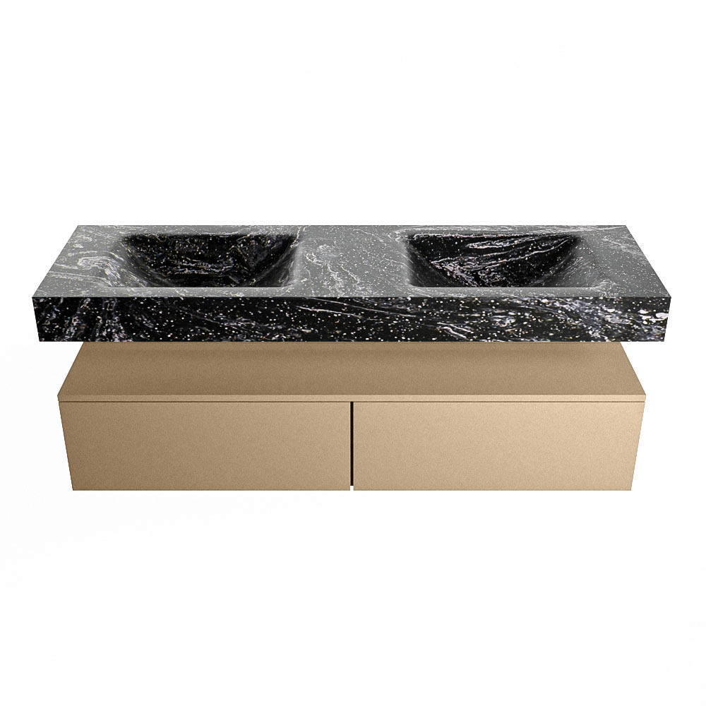 MONDIAZ ALAN-DLUX 150cm mueble de baño Oro 2 cajones. Lavabo CLOUD Doble 2 orificios color Lava. 4 MONDIAZ ALAN-DLUX 150cm mueble de baño Oro 2 cajones. Lavabo CLOUD Doble 2 orificios color Lava. - Imagen 4