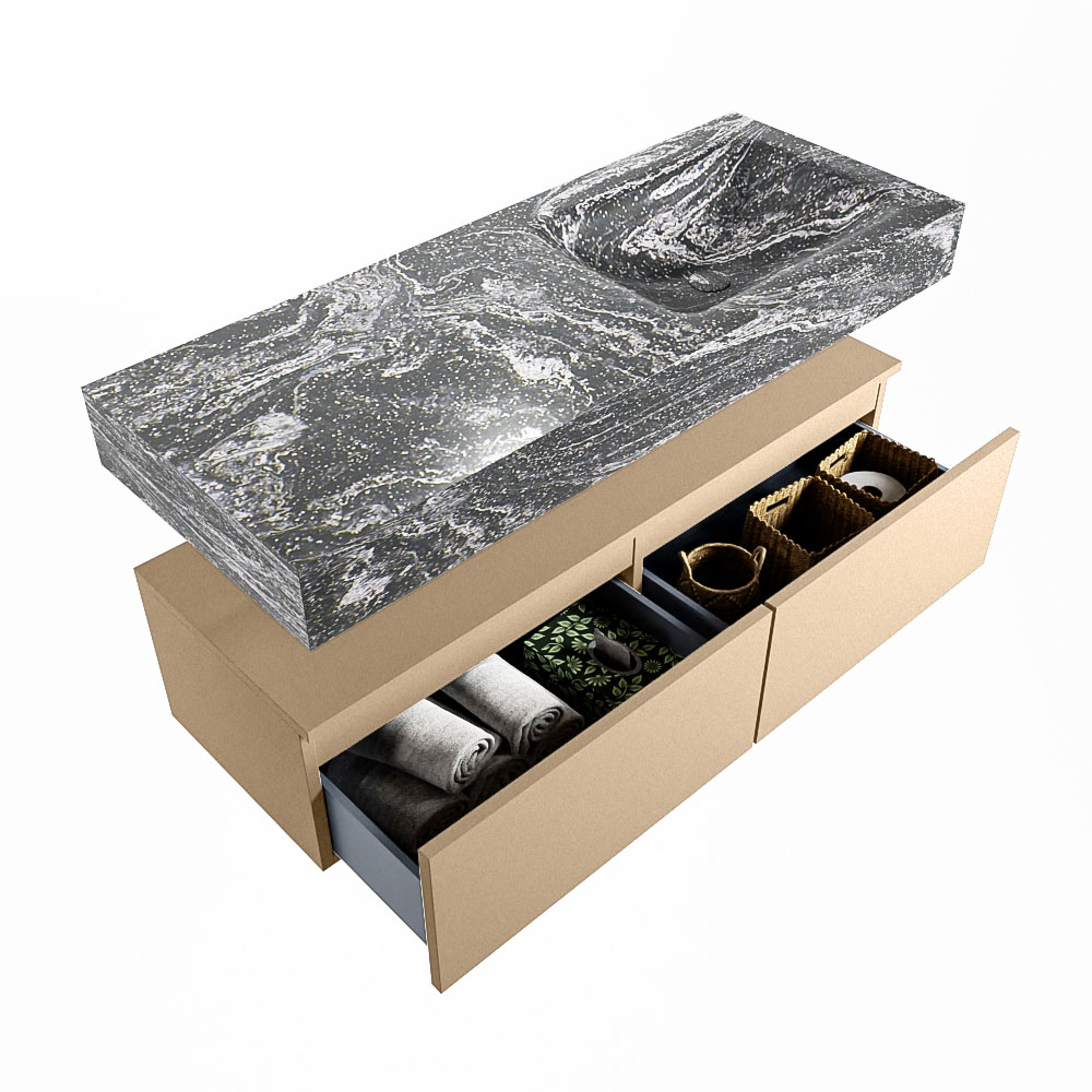 MONDIAZ ALAN-DLUX 120cm mueble de baño Oro 2 cajones. Lavabo CLOUD Derecho 1 orificio color Lava. 5 MONDIAZ ALAN-DLUX 120cm mueble de baño Oro 2 cajones. Lavabo CLOUD Derecho 1 orificio color Lava. - Imagen 5