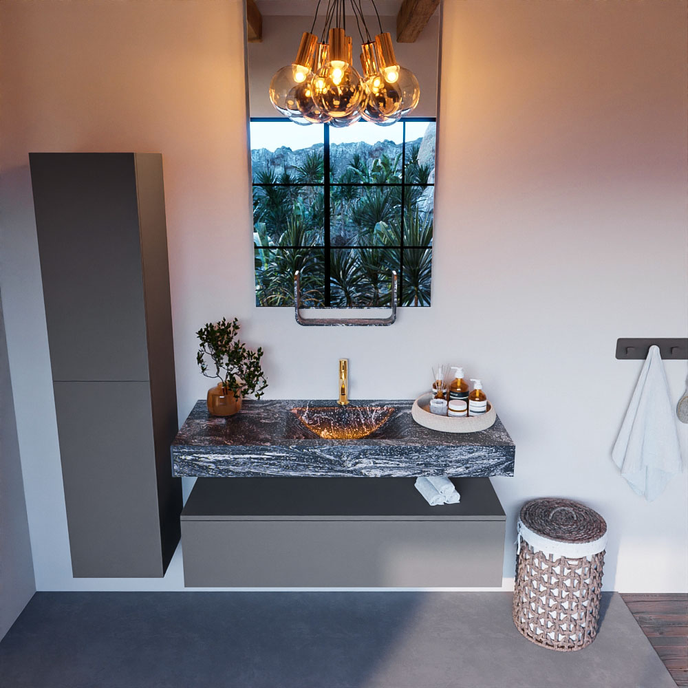 MONDIAZ ALAN-DLUX 120cm mueble de baño Plata 1 cajón. Lavabo CLOUD Centro 1 orificio color Lava. 2 MONDIAZ ALAN-DLUX 120cm mueble de baño Plata 1 cajón. Lavabo CLOUD Centro 1 orificio color Lava. - Imagen 2