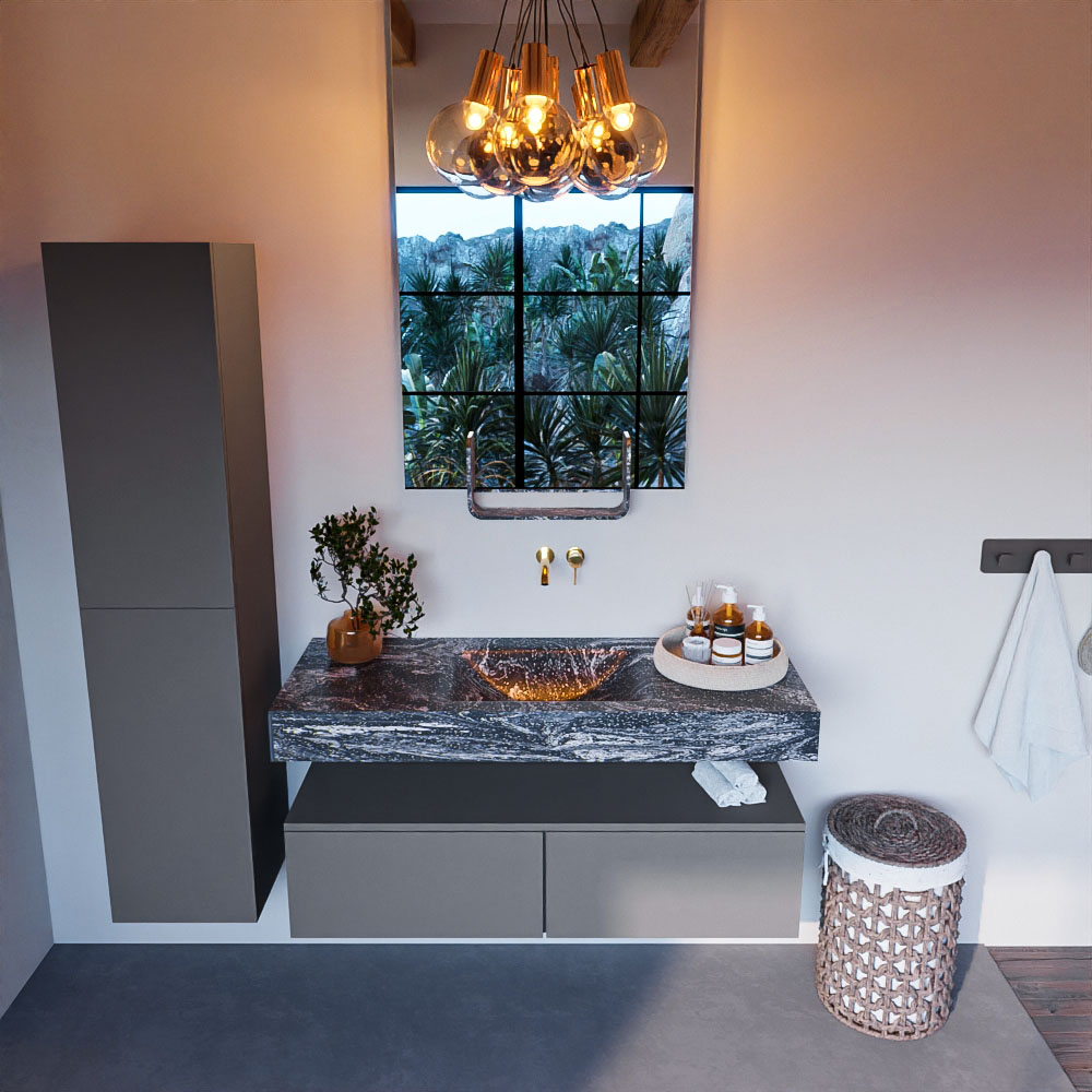 MONDIAZ ALAN-DLUX 120cm mueble de baño Plata 2 cajones. Lavabo CLOUD Centro sin orificios color Lava. 2 MONDIAZ ALAN-DLUX 120cm mueble de baño Plata 2 cajones. Lavabo CLOUD Centro sin orificios color Lava. - Imagen 2