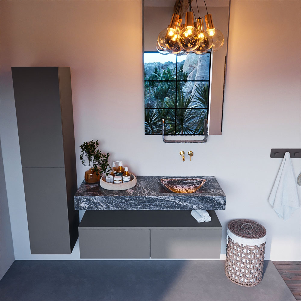 MONDIAZ ALAN-DLUX 120cm mueble de baño Plata 2 cajones. Lavabo CLOUD Derecho sin orificios color Lava. 2 MONDIAZ ALAN-DLUX 120cm mueble de baño Plata 2 cajones. Lavabo CLOUD Derecho sin orificios color Lava. - Imagen 2