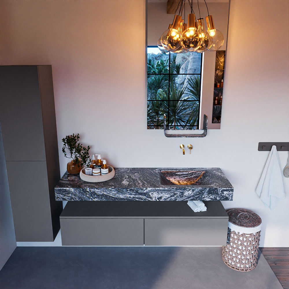 MONDIAZ ALAN-DLUX 150cm mueble de baño Plata 2 cajones. Lavabo CLOUD Derecho sin orificios color Lava. 2 MONDIAZ ALAN-DLUX 150cm mueble de baño Plata 2 cajones. Lavabo CLOUD Derecho sin orificios color Lava. - Imagen 2