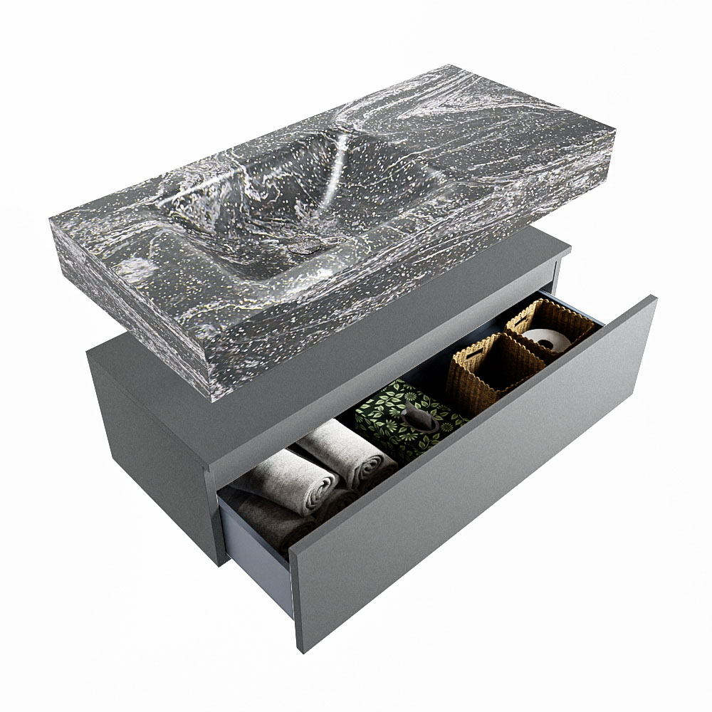 MONDIAZ ALAN-DLUX 100cm mueble de baño Plata 1 cajón. Lavabo CLOUD Izquierda sin orificios color Lava. 6 MONDIAZ ALAN-DLUX 100cm mueble de baño Plata 1 cajón. Lavabo CLOUD Izquierda sin orificios color Lava. - Imagen 6