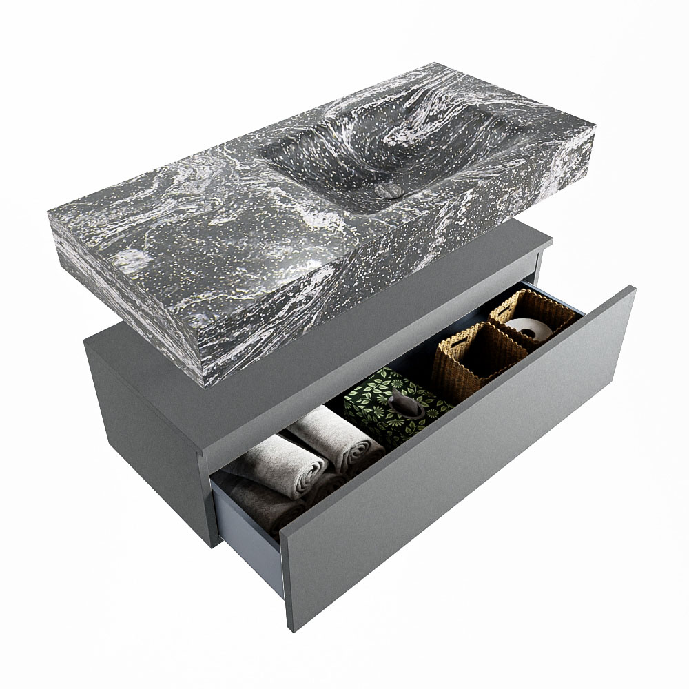 MONDIAZ ALAN-DLUX 100cm mueble de baño Plata 1 cajón. Lavabo CLOUD Derecho sin orificios color Lava. 6 MONDIAZ ALAN-DLUX 100cm mueble de baño Plata 1 cajón. Lavabo CLOUD Derecho sin orificios color Lava. - Imagen 6