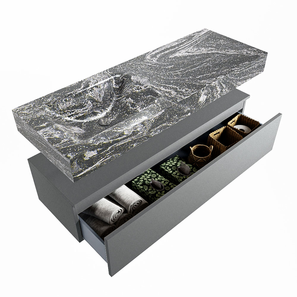 MONDIAZ ALAN-DLUX 130cm mueble de baño Plata 1 cajón. Lavabo CLOUD Izquierda 1 orificio color Lava. 6 MONDIAZ ALAN-DLUX 130cm mueble de baño Plata 1 cajón. Lavabo CLOUD Izquierda 1 orificio color Lava. - Imagen 6