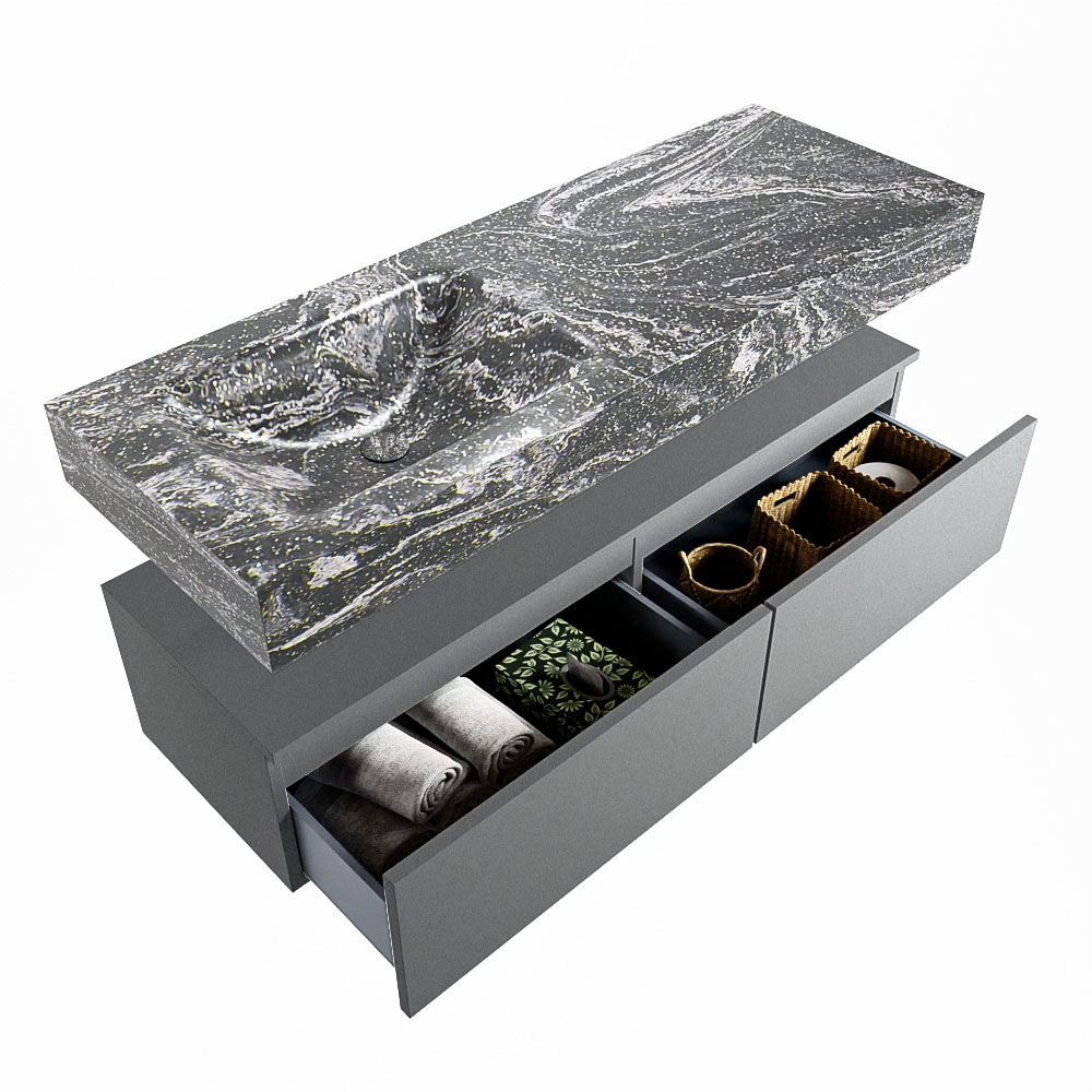 MONDIAZ ALAN-DLUX 130cm mueble de baño Plata 2 cajones. Lavabo CLOUD Izquierda sin orificios color Lava. 6 MONDIAZ ALAN-DLUX 130cm mueble de baño Plata 2 cajones. Lavabo CLOUD Izquierda sin orificios color Lava. - Imagen 6