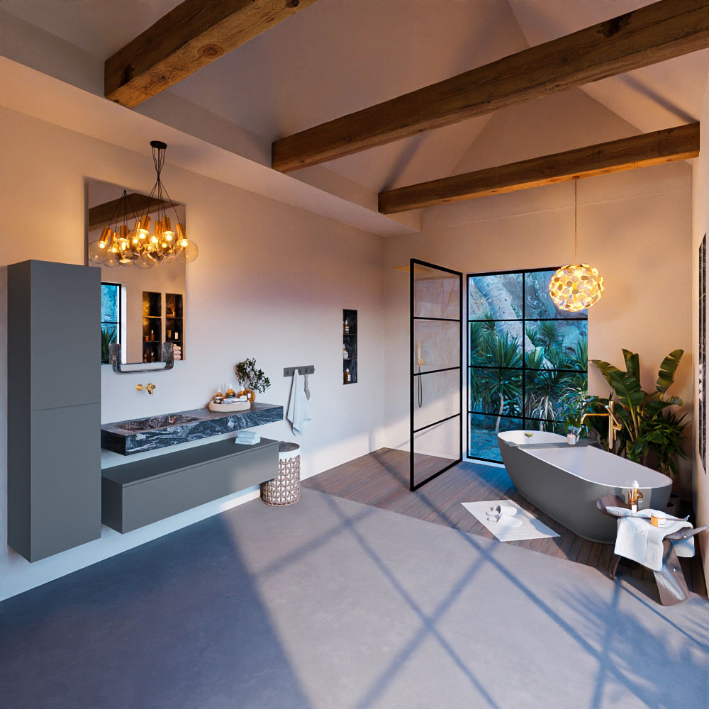 MONDIAZ ALAN-DLUX 130cm mueble de baño Plata 1 cajón. Lavabo CLOUD Izquierda sin orificios color Lava. 3 MONDIAZ ALAN-DLUX 130cm mueble de baño Plata 1 cajón. Lavabo CLOUD Izquierda sin orificios color Lava. - Imagen 3