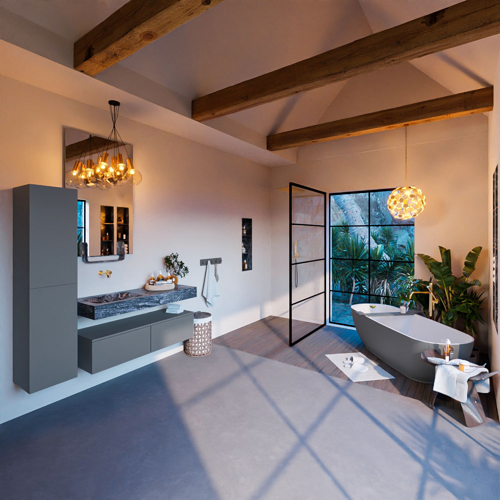 MONDIAZ ALAN-DLUX 120cm mueble de baño Plata 2 cajones. Lavabo CLOUD Izquierda sin orificios color Lava. 3 MONDIAZ ALAN-DLUX 120cm mueble de baño Plata 2 cajones. Lavabo CLOUD Izquierda sin orificios color Lava. - Imagen 3