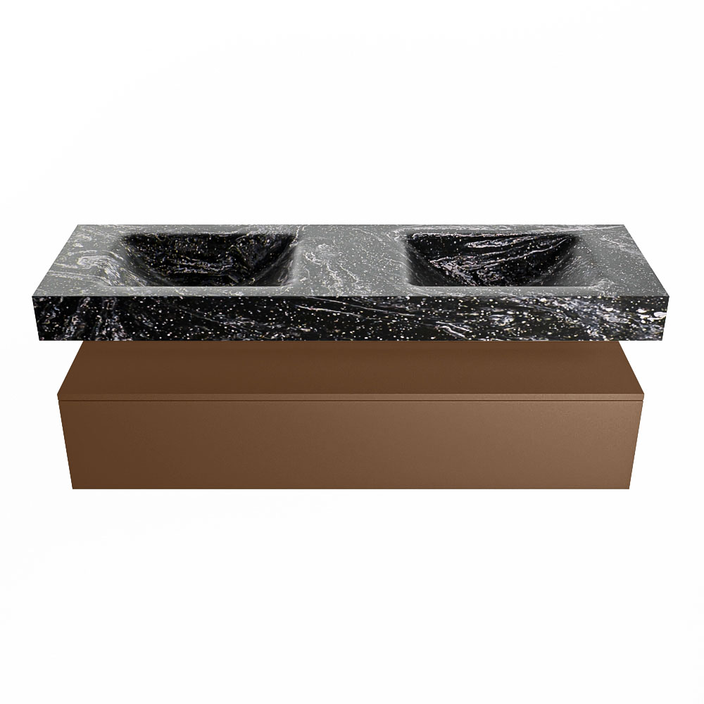 MONDIAZ ALAN-DLUX 150cm mueble de baño Rust 1 cajón. Lavabo CLOUD Doble sin orificios color Lava. 4 MONDIAZ ALAN-DLUX 150cm mueble de baño Rust 1 cajón. Lavabo CLOUD Doble sin orificios color Lava. - Imagen 4