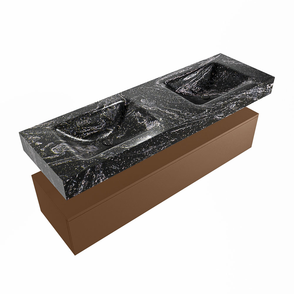MONDIAZ ALAN-DLUX 150cm mueble de baño Rust 1 cajón. Lavabo CLOUD Doble sin orificios color Lava. 5 MONDIAZ ALAN-DLUX 150cm mueble de baño Rust 1 cajón. Lavabo CLOUD Doble sin orificios color Lava. - Imagen 5
