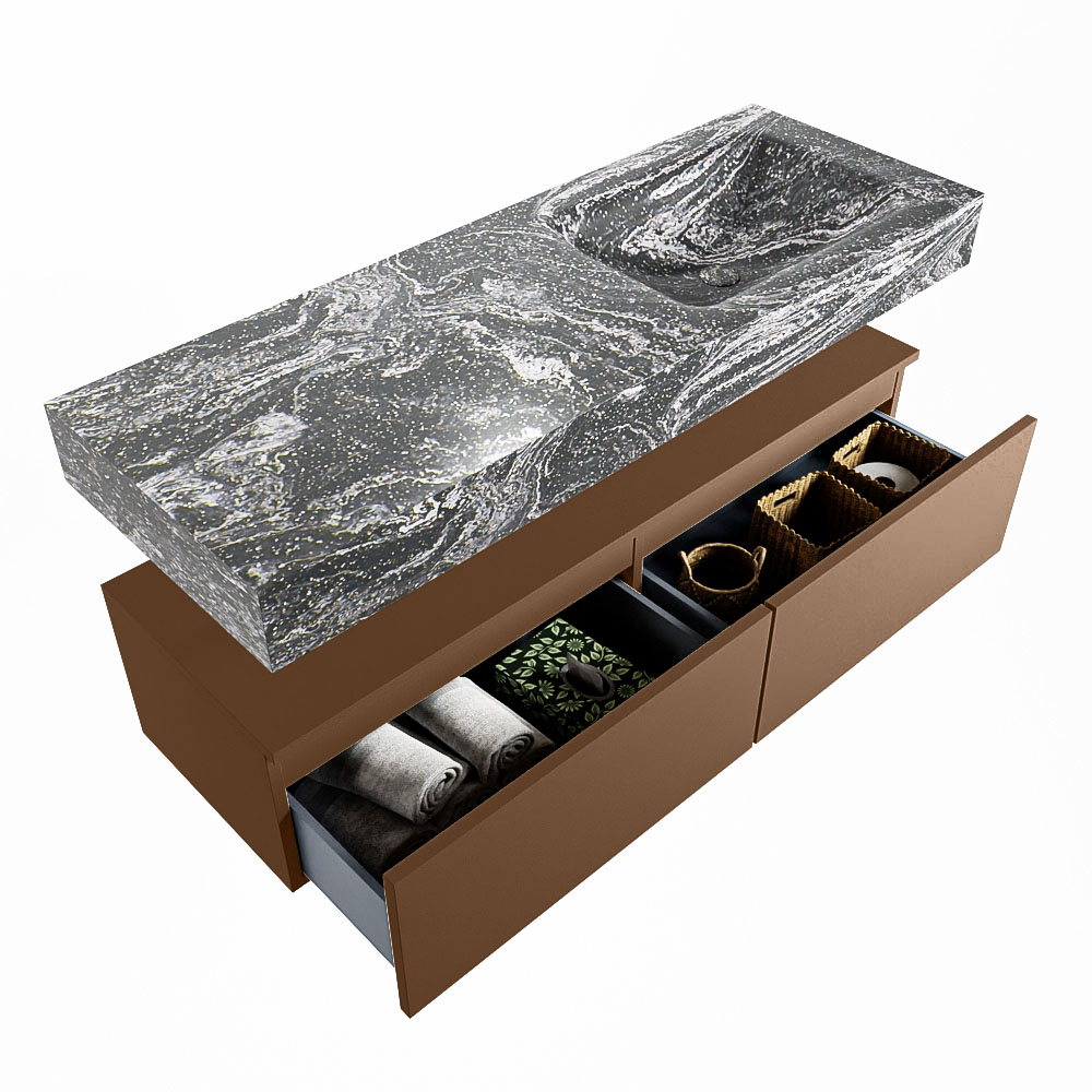 MONDIAZ ALAN-DLUX 130cm mueble de baño Rust 2 cajones. Lavabo CLOUD Derecho 1 orificio color Lava. 6 MONDIAZ ALAN-DLUX 130cm mueble de baño Rust 2 cajones. Lavabo CLOUD Derecho 1 orificio color Lava. - Imagen 6
