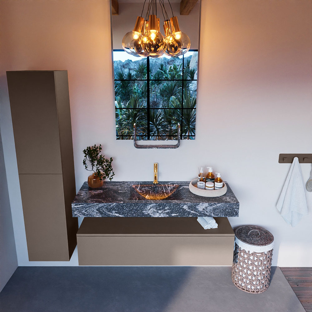 MONDIAZ ALAN-DLUX 130cm mueble de baño Smoke 1 cajón. Lavabo CLOUD Centro 1 orificio color Lava. 2 MONDIAZ ALAN-DLUX 130cm mueble de baño Smoke 1 cajón. Lavabo CLOUD Centro 1 orificio color Lava. - Imagen 2