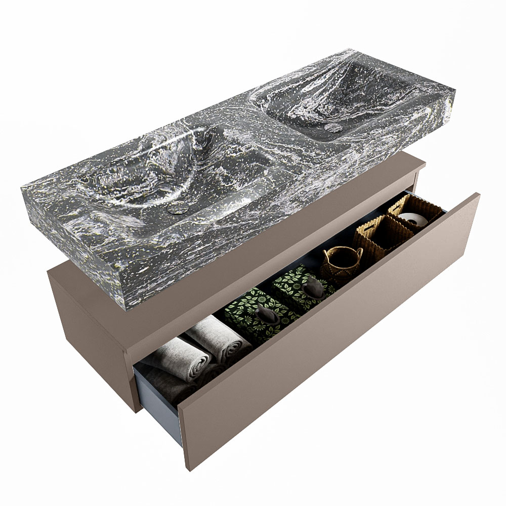 MONDIAZ ALAN-DLUX 130cm mueble de baño Smoke 1 cajón. Lavabo CLOUD Doble 2 orificios color Lava. 6 MONDIAZ ALAN-DLUX 130cm mueble de baño Smoke 1 cajón. Lavabo CLOUD Doble 2 orificios color Lava. - Imagen 6