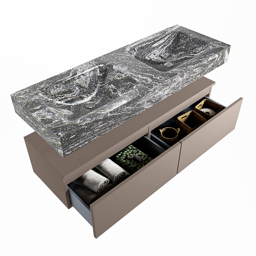 MONDIAZ ALAN-DLUX 130cm mueble de baño Smoke 2 cajones. Lavabo CLOUD Doble sin orificios color Lava. 6 MONDIAZ ALAN-DLUX 130cm mueble de baño Smoke 2 cajones. Lavabo CLOUD Doble sin orificios color Lava. - Imagen 6