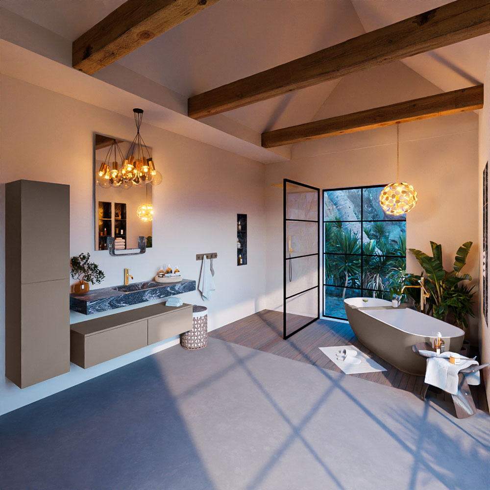 MONDIAZ ALAN-DLUX 130cm mueble de baño Smoke 2 cajones. Lavabo CLOUD Centro 1 orificio color Lava. 3 MONDIAZ ALAN-DLUX 130cm mueble de baño Smoke 2 cajones. Lavabo CLOUD Centro 1 orificio color Lava. - Imagen 3
