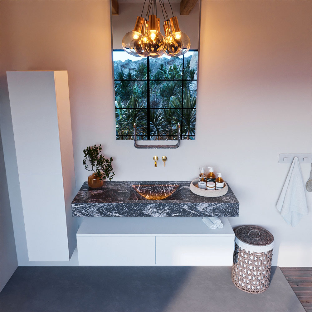 MONDIAZ ALAN-DLUX 130cm mueble de baño Talc 2 cajones. Lavabo CLOUD Centro sin orificios color Lava. 2 MONDIAZ ALAN-DLUX 130cm mueble de baño Talc 2 cajones. Lavabo CLOUD Centro sin orificios color Lava. - Imagen 2