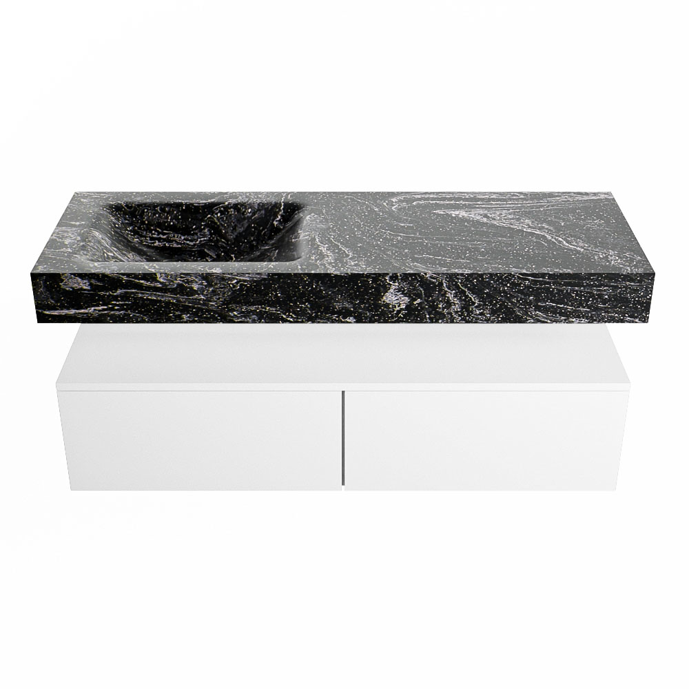 MONDIAZ ALAN-DLUX 130cm mueble de baño Talc 2 cajones. Lavabo CLOUD Izquierda 1 orificio color Lava. 4 MONDIAZ ALAN-DLUX 130cm mueble de baño Talc 2 cajones. Lavabo CLOUD Izquierda 1 orificio color Lava. - Imagen 4