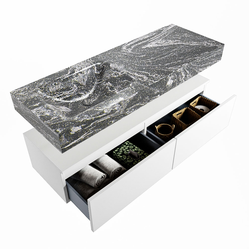 MONDIAZ ALAN-DLUX 130cm mueble de baño Talc 2 cajones. Lavabo CLOUD Izquierda 1 orificio color Lava. 6 MONDIAZ ALAN-DLUX 130cm mueble de baño Talc 2 cajones. Lavabo CLOUD Izquierda 1 orificio color Lava. - Imagen 6