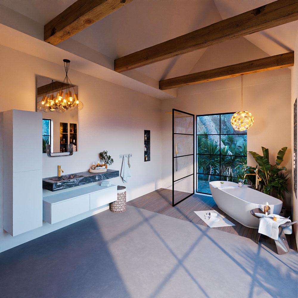 MONDIAZ ALAN-DLUX 130cm mueble de baño Talc 2 cajones. Lavabo CLOUD Izquierda 1 orificio color Lava. 3 MONDIAZ ALAN-DLUX 130cm mueble de baño Talc 2 cajones. Lavabo CLOUD Izquierda 1 orificio color Lava. - Imagen 3