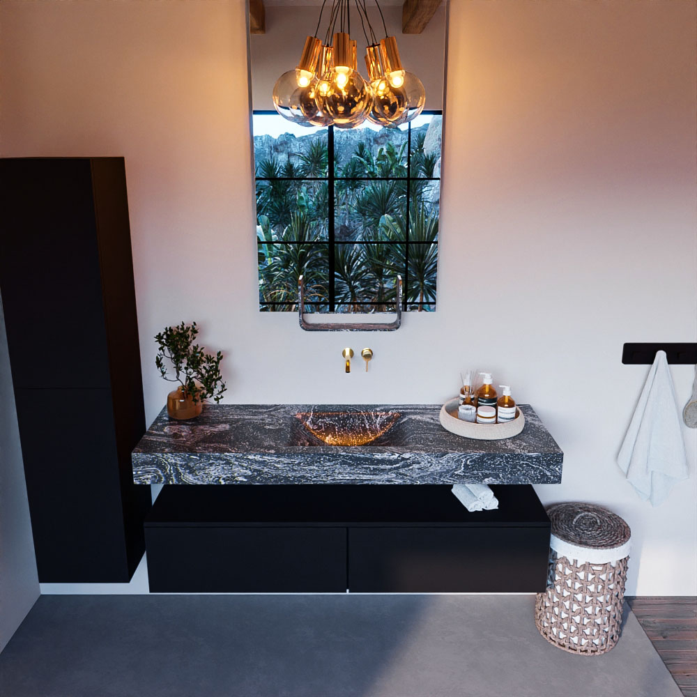 MONDIAZ ALAN-DLUX 150cm mueble de baño Urban 2 cajones. Lavabo CLOUD Centro sin orificios color Lava. 2 MONDIAZ ALAN-DLUX 150cm mueble de baño Urban 2 cajones. Lavabo CLOUD Centro sin orificios color Lava. - Imagen 2