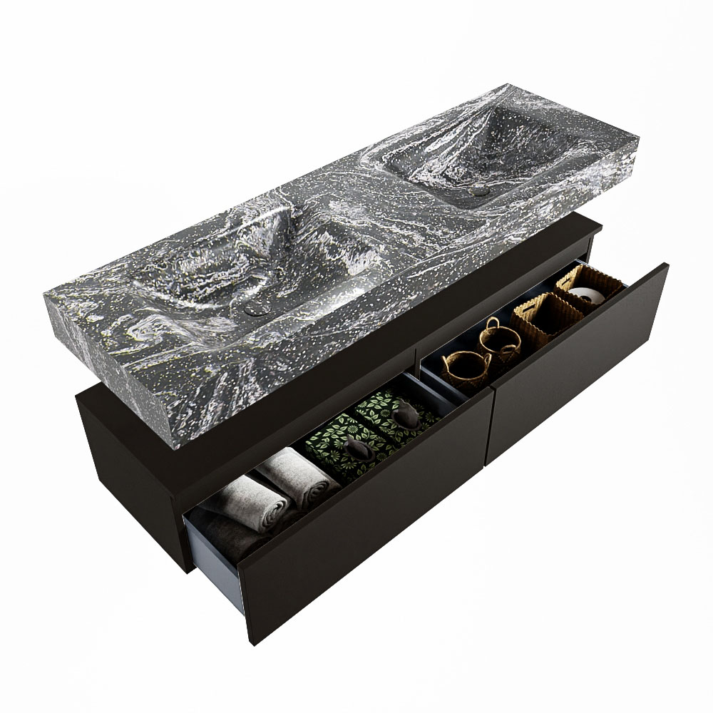 MONDIAZ ALAN-DLUX 150cm mueble de baño Urban 2 cajones. Lavabo CLOUD Doble sin orificios color Lava. 6 MONDIAZ ALAN-DLUX 150cm mueble de baño Urban 2 cajones. Lavabo CLOUD Doble sin orificios color Lava. - Imagen 6