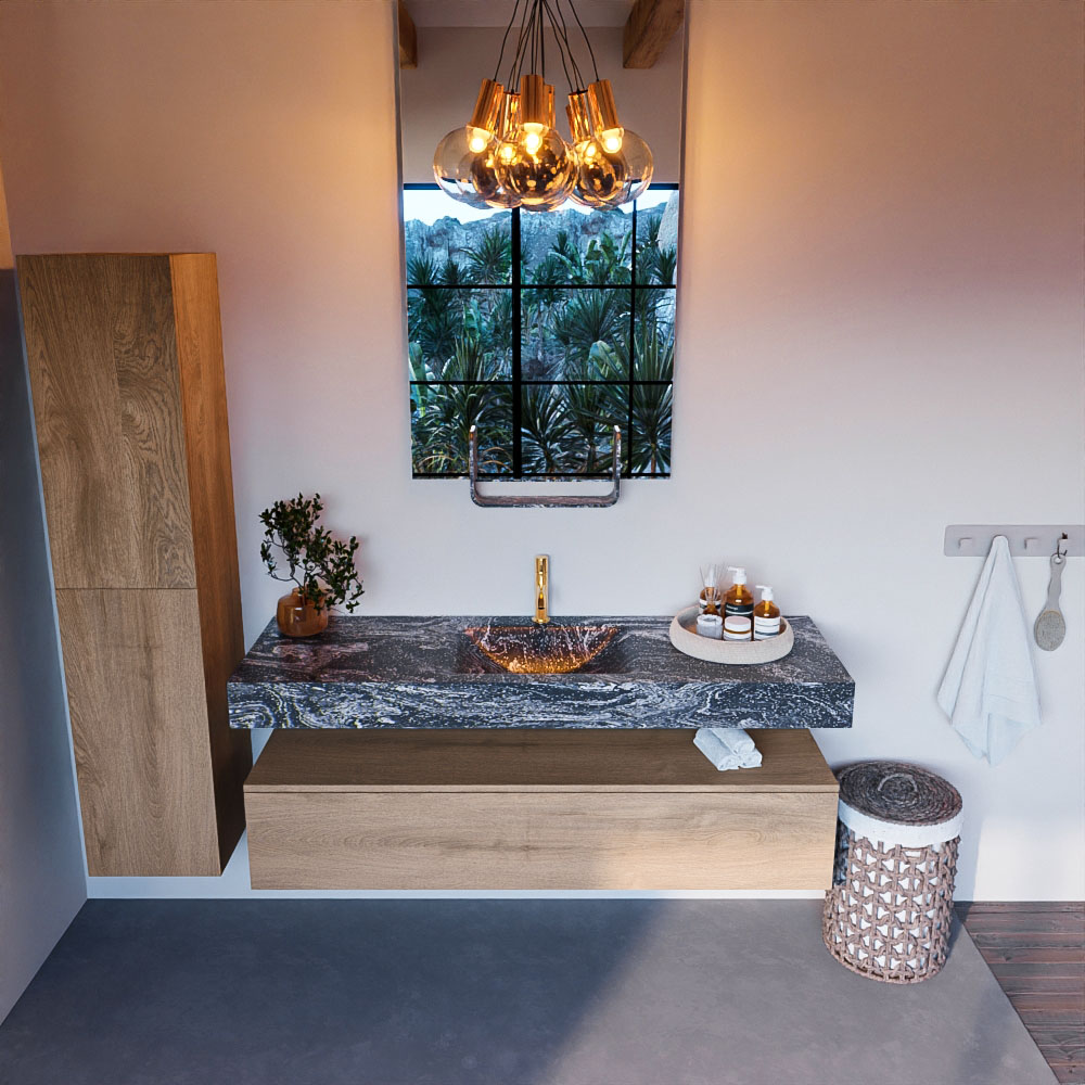 MONDIAZ ALAN-DLUX 150cm mueble de baño Washed Oak 1 cajón. Lavabo CLOUD Centro 1 orificio color Lava. 2 MONDIAZ ALAN-DLUX 150cm mueble de baño Washed Oak 1 cajón. Lavabo CLOUD Centro 1 orificio color Lava. - Imagen 2