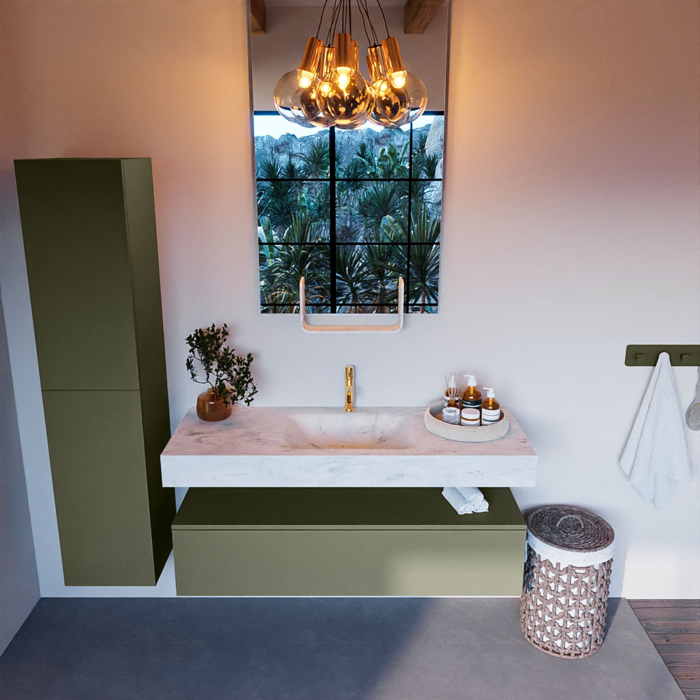 MONDIAZ ALAN-DLUX 130cm mueble de baño Army 1 cajón. Lavabo CLOUD Centro 1 orificio color Opalo. 2 MONDIAZ ALAN-DLUX 130cm mueble de baño Army 1 cajón. Lavabo CLOUD Centro 1 orificio color Opalo. - Imagen 2