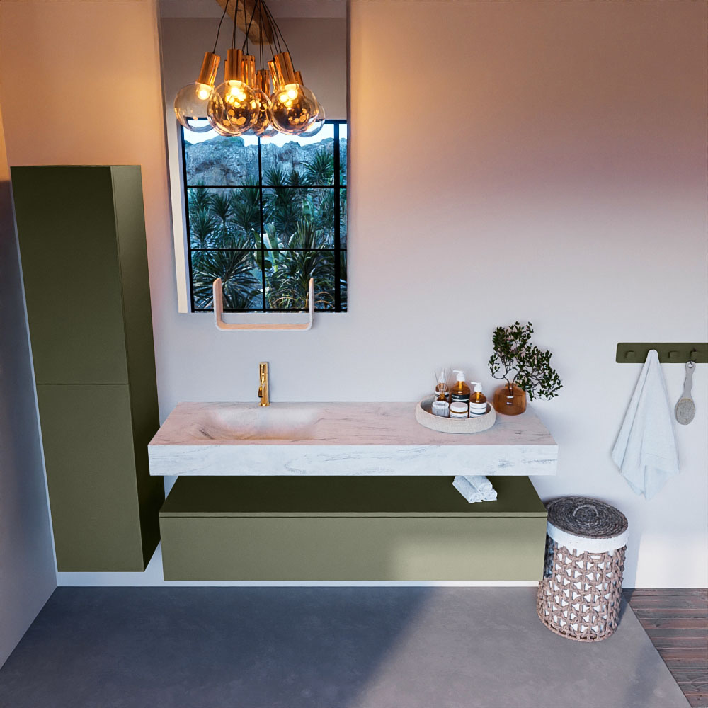 MONDIAZ ALAN-DLUX 150cm mueble de baño Army 1 cajón. Lavabo CLOUD Izquierda 1 orificio color Opalo. 2 MONDIAZ ALAN-DLUX 150cm mueble de baño Army 1 cajón. Lavabo CLOUD Izquierda 1 orificio color Opalo. - Imagen 2