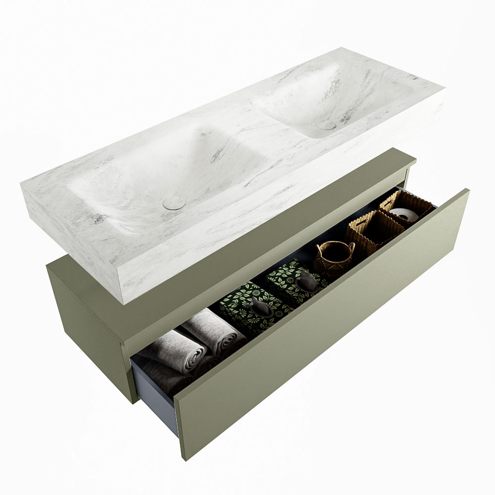 MONDIAZ ALAN-DLUX 130cm mueble de baño Army 1 cajón. Lavabo CLOUD Doble 2 orificios color Opalo. 6 MONDIAZ ALAN-DLUX 130cm mueble de baño Army 1 cajón. Lavabo CLOUD Doble 2 orificios color Opalo. - Imagen 6