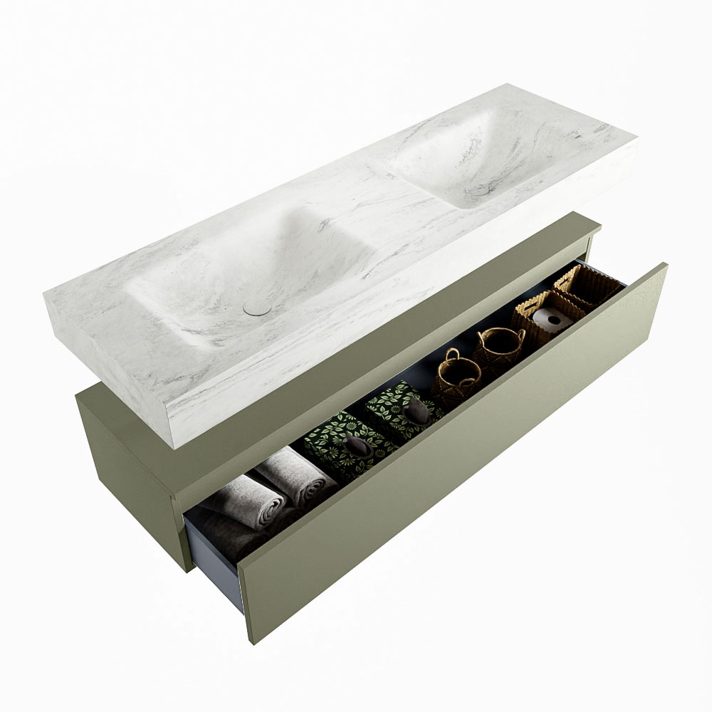 MONDIAZ ALAN-DLUX 150cm mueble de baño Army 1 cajón. Lavabo CLOUD Doble 2 orificios color Opalo. 6 MONDIAZ ALAN-DLUX 150cm mueble de baño Army 1 cajón. Lavabo CLOUD Doble 2 orificios color Opalo. - Imagen 6
