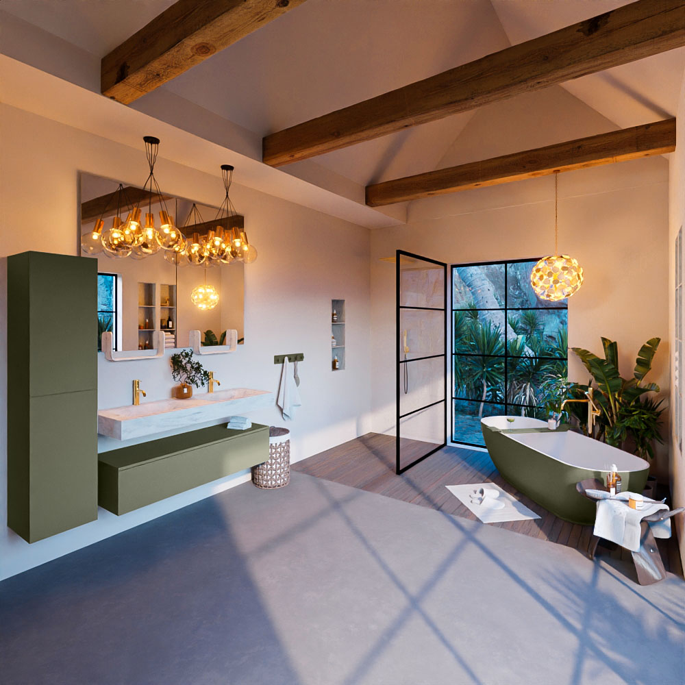 MONDIAZ ALAN-DLUX 130cm mueble de baño Army 1 cajón. Lavabo CLOUD Doble 2 orificios color Opalo. 3 MONDIAZ ALAN-DLUX 130cm mueble de baño Army 1 cajón. Lavabo CLOUD Doble 2 orificios color Opalo. - Imagen 3