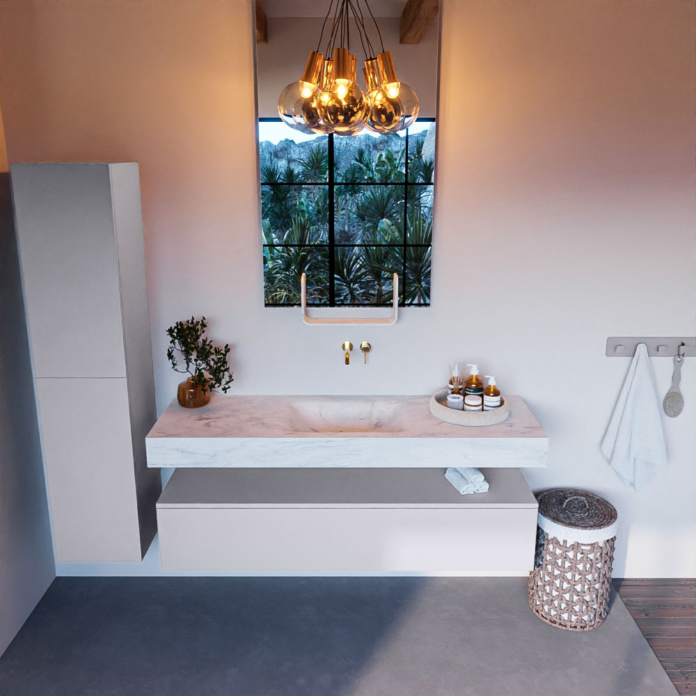 MONDIAZ ALAN-DLUX 150cm mueble de baño Cale 1 cajón. Lavabo CLOUD Centro sin orificios color Opalo. 2 MONDIAZ ALAN-DLUX 150cm mueble de baño Cale 1 cajón. Lavabo CLOUD Centro sin orificios color Opalo. - Imagen 2