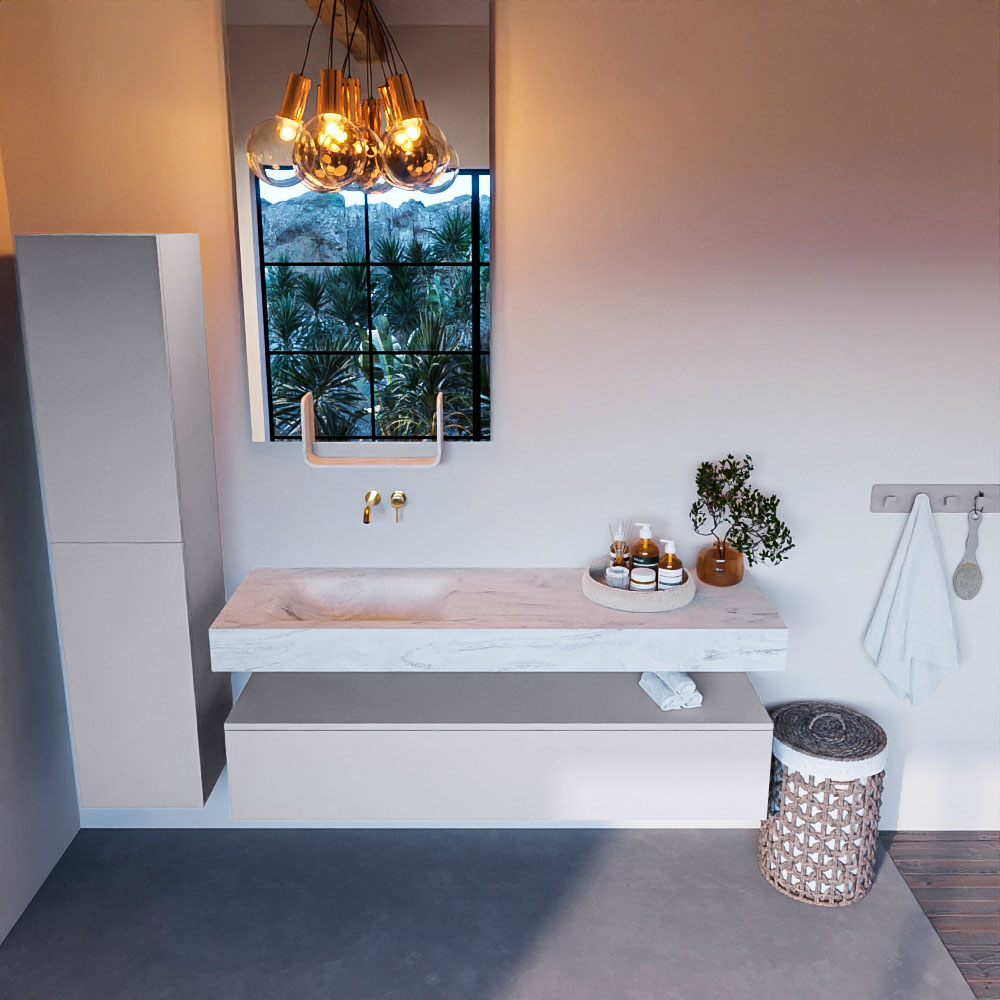 MONDIAZ ALAN-DLUX 150cm mueble de baño Cale 1 cajón. Lavabo CLOUD Izquierda sin orificios color Opalo. 2 MONDIAZ ALAN-DLUX 150cm mueble de baño Cale 1 cajón. Lavabo CLOUD Izquierda sin orificios color Opalo. - Imagen 2