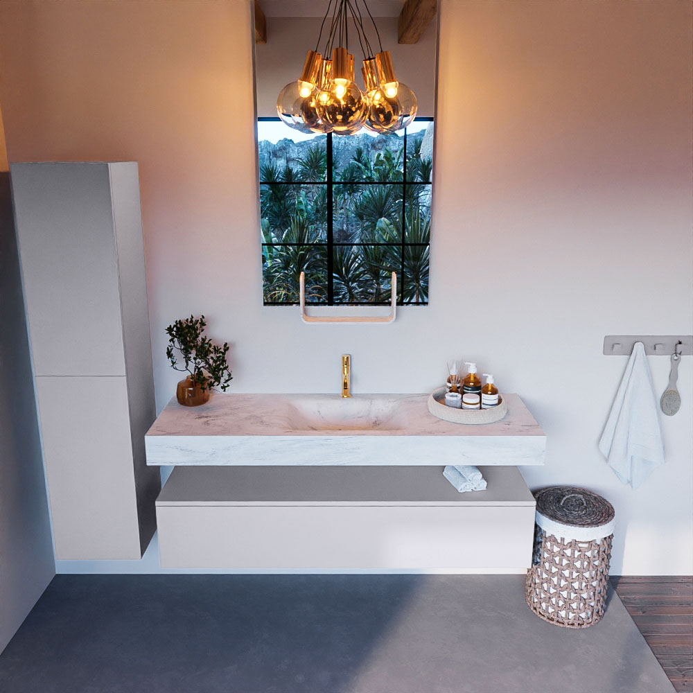 MONDIAZ ALAN-DLUX 150cm mueble de baño Cale 1 cajón. Lavabo CLOUD Centro 1 orificio color Opalo. 2 MONDIAZ ALAN-DLUX 150cm mueble de baño Cale 1 cajón. Lavabo CLOUD Centro 1 orificio color Opalo. - Imagen 2