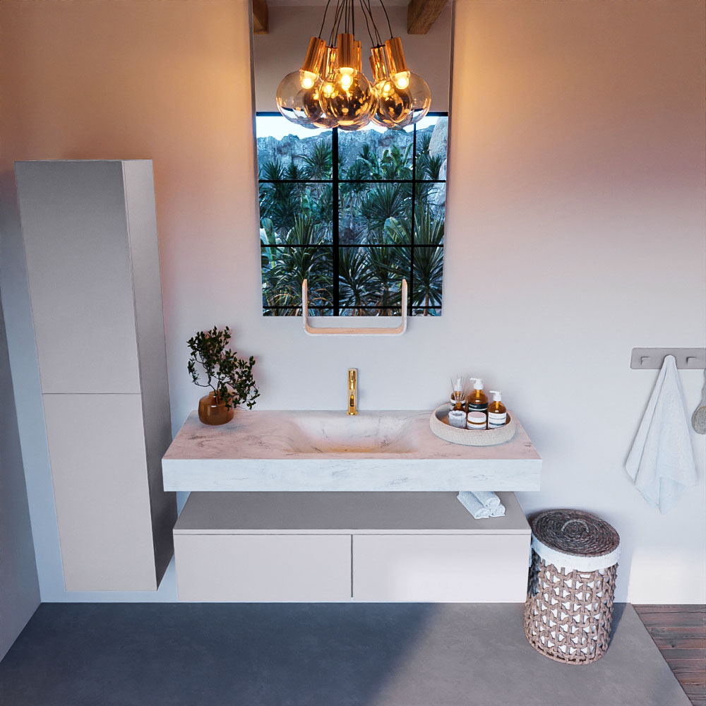 MONDIAZ ALAN-DLUX 130cm mueble de baño Cale 2 cajones. Lavabo CLOUD Centro 1 orificio color Opalo. 2 MONDIAZ ALAN-DLUX 130cm mueble de baño Cale 2 cajones. Lavabo CLOUD Centro 1 orificio color Opalo. - Imagen 2