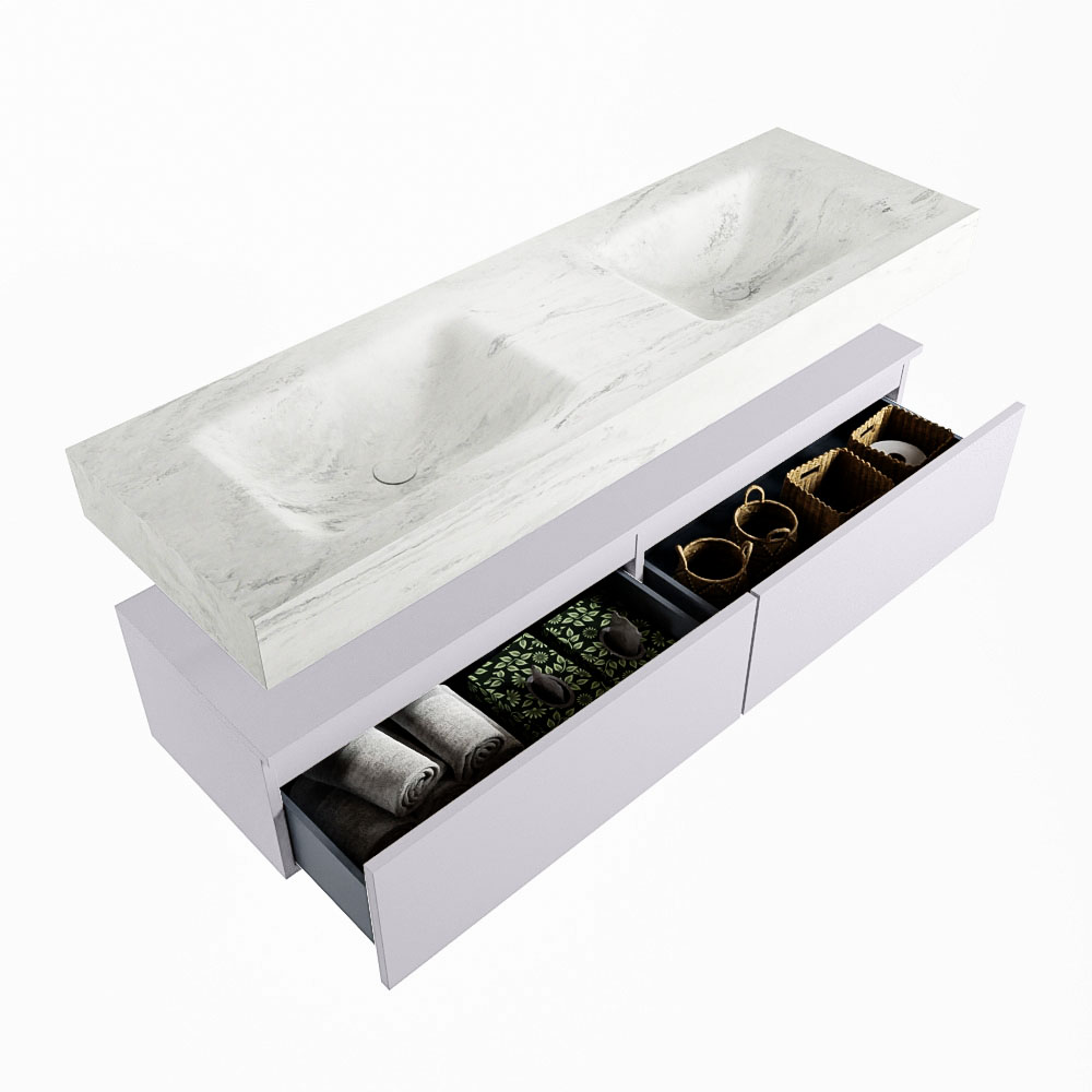 MONDIAZ ALAN-DLUX 150cm mueble de baño Cale 2 cajones. Lavabo CLOUD Doble sin orificios color Opalo. 6 MONDIAZ ALAN-DLUX 150cm mueble de baño Cale 2 cajones. Lavabo CLOUD Doble sin orificios color Opalo. - Imagen 6