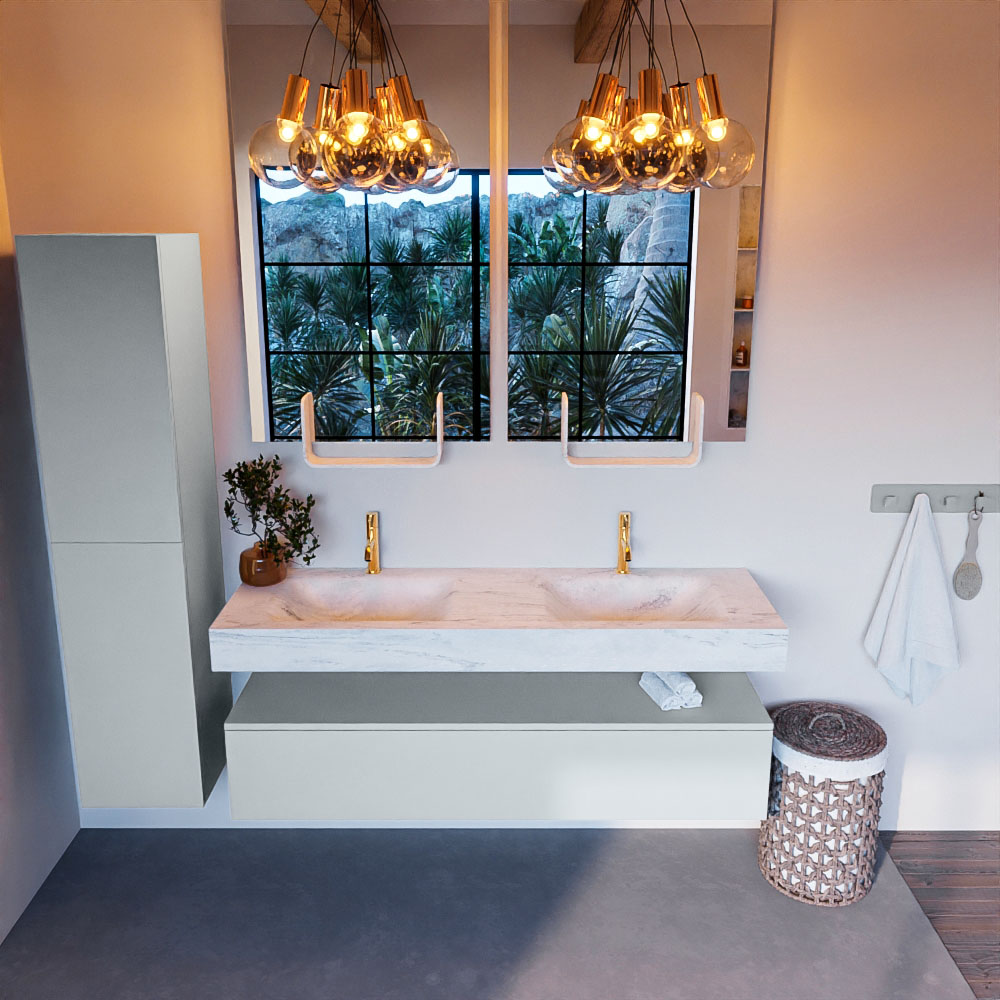 MONDIAZ ALAN-DLUX 150cm mueble de baño Clay 1 cajón. Lavabo CLOUD Doble 2 orificios color Opalo. 2 MONDIAZ ALAN-DLUX 150cm mueble de baño Clay 1 cajón. Lavabo CLOUD Doble 2 orificios color Opalo. - Imagen 2