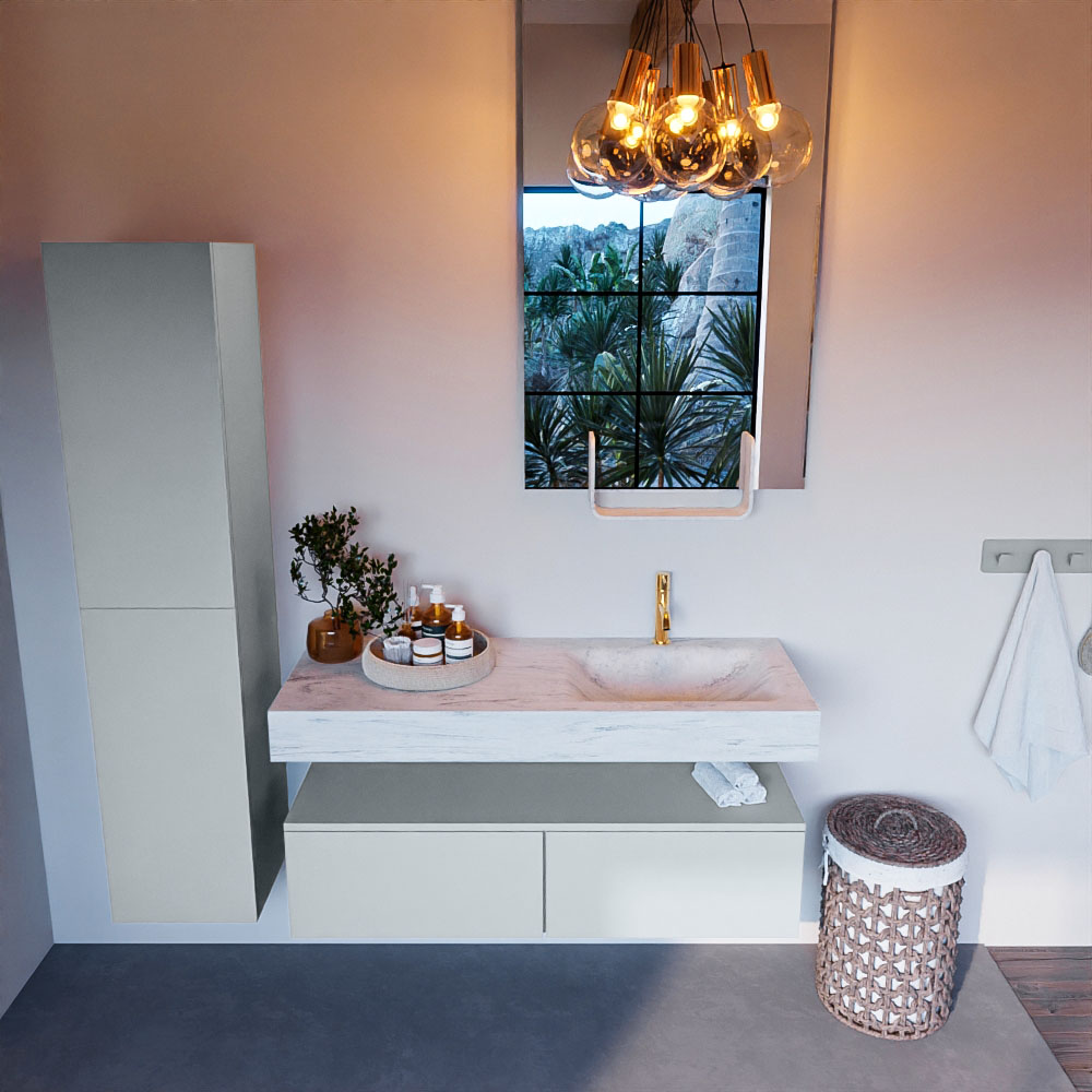 MONDIAZ ALAN-DLUX 120cm mueble de baño Clay 2 cajones. Lavabo CLOUD Derecho 1 orificio color Opalo. 2 MONDIAZ ALAN-DLUX 120cm mueble de baño Clay 2 cajones. Lavabo CLOUD Derecho 1 orificio color Opalo. - Imagen 2
