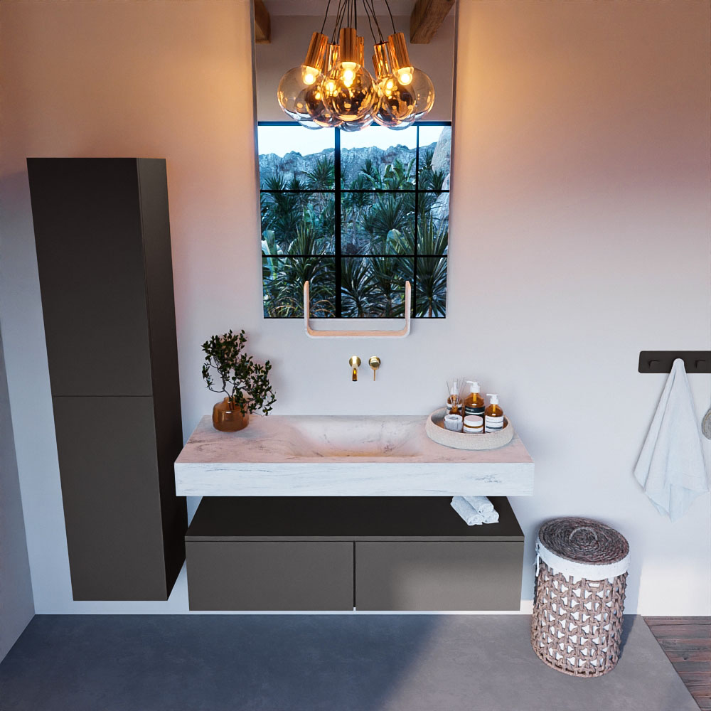 MONDIAZ ALAN-DLUX 120cm mueble de baño Dark Grey 2 cajones. Lavabo CLOUD Centro sin orificios color Opalo. 2 MONDIAZ ALAN-DLUX 120cm mueble de baño Dark Grey 2 cajones. Lavabo CLOUD Centro sin orificios color Opalo. - Imagen 2
