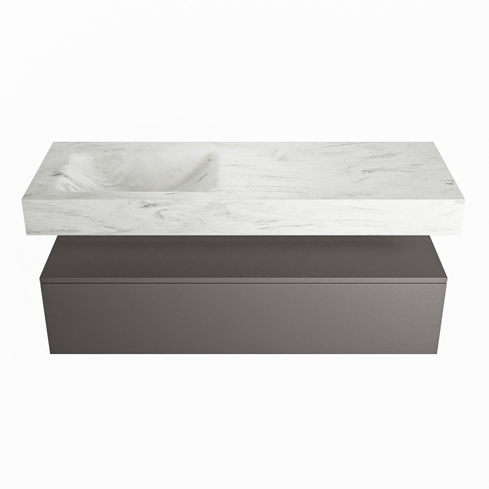 MONDIAZ ALAN-DLUX 130cm mueble de baño Dark Grey 1 cajón. Lavabo CLOUD Izquierda sin orificios color Opalo. 4 MONDIAZ ALAN-DLUX 130cm mueble de baño Dark Grey 1 cajón. Lavabo CLOUD Izquierda sin orificios color Opalo. - Imagen 4