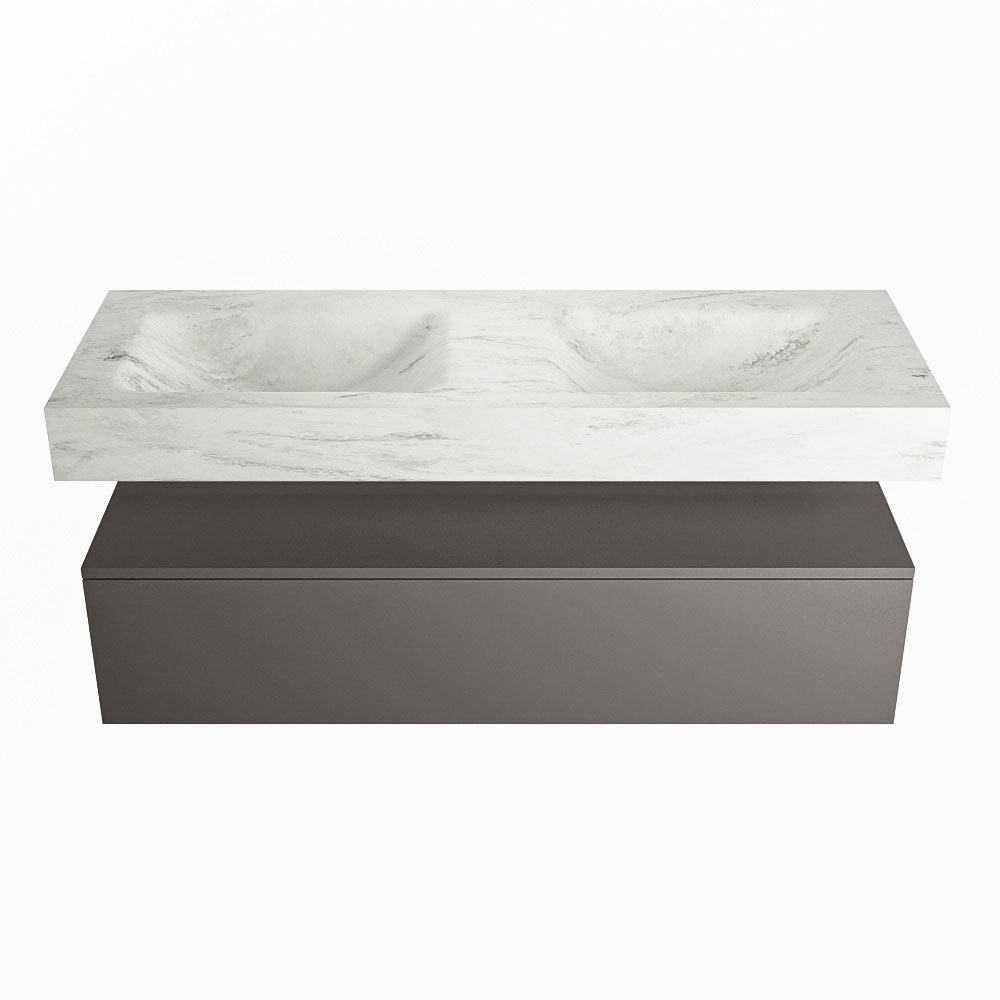 MONDIAZ ALAN-DLUX 130cm mueble de baño Dark Grey 1 cajón. Lavabo CLOUD Doble sin orificios color Opalo. 4 MONDIAZ ALAN-DLUX 130cm mueble de baño Dark Grey 1 cajón. Lavabo CLOUD Doble sin orificios color Opalo. - Imagen 4