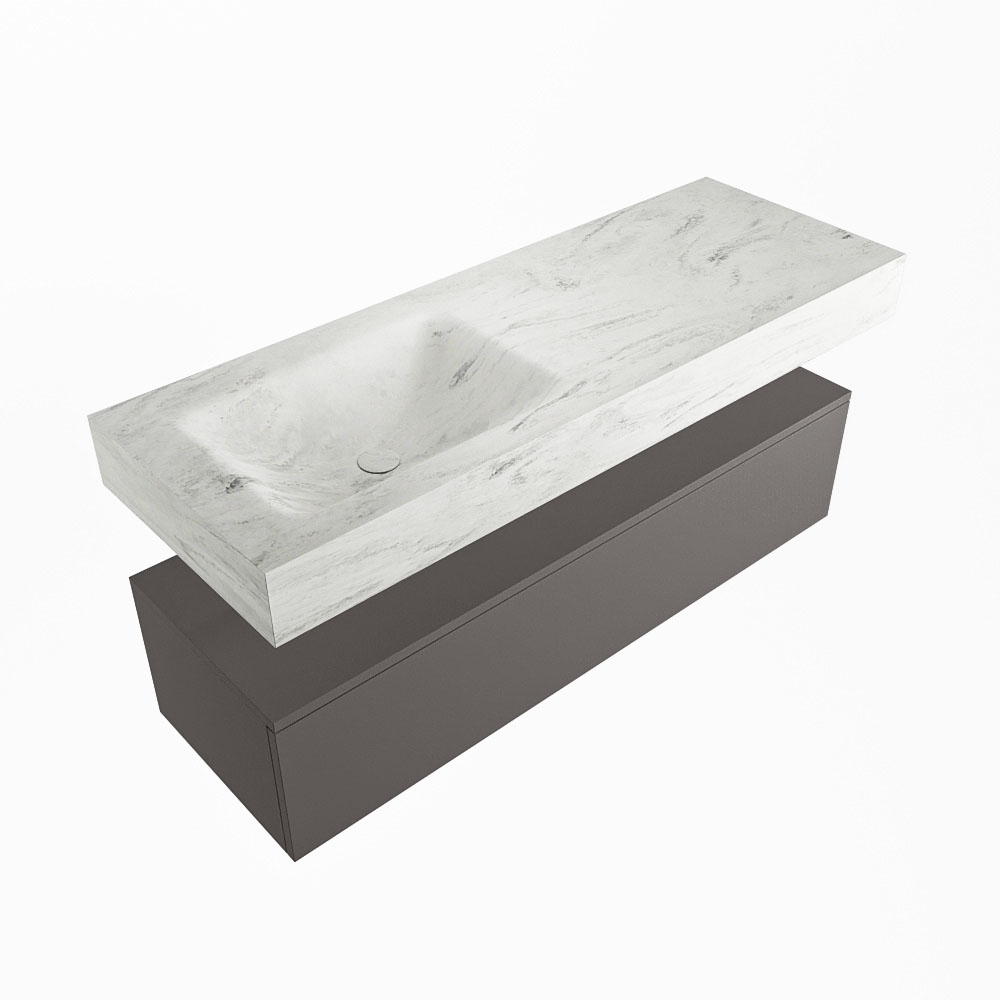 MONDIAZ ALAN-DLUX 130cm mueble de baño Dark Grey 1 cajón. Lavabo CLOUD Izquierda sin orificios color Opalo. 5 MONDIAZ ALAN-DLUX 130cm mueble de baño Dark Grey 1 cajón. Lavabo CLOUD Izquierda sin orificios color Opalo. - Imagen 5